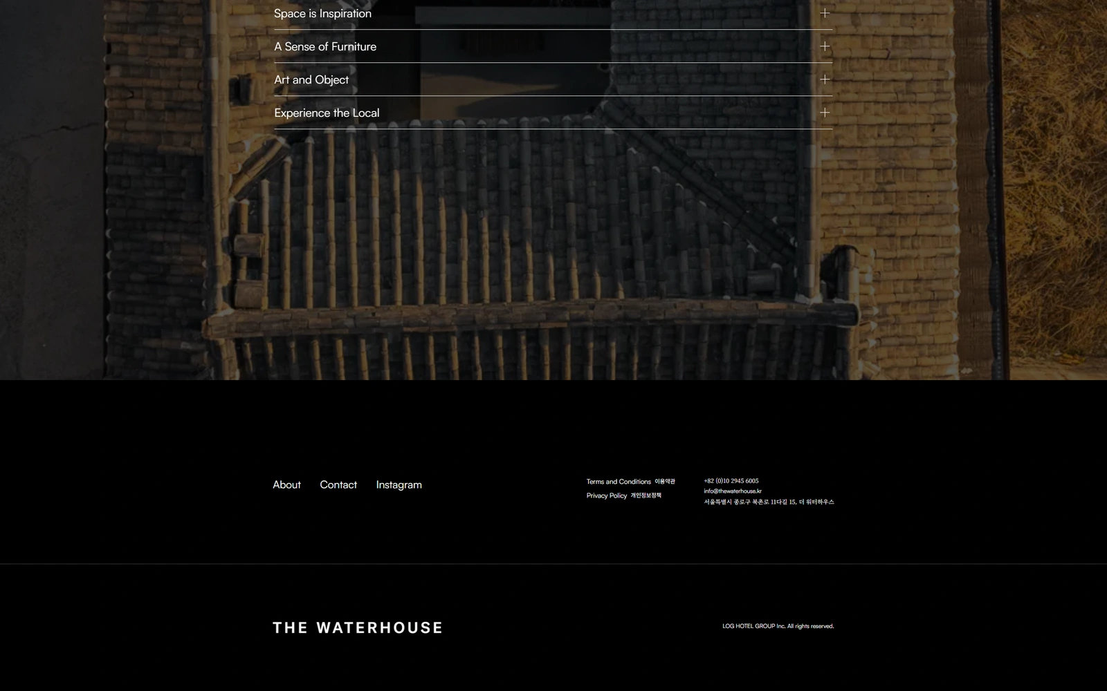 THE WATERHOUSE 웹사이트 화면 4